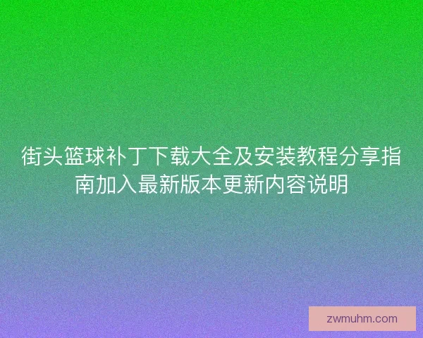 街头篮球补丁下载大全及安装教程分享指南加入最新版本更新内容说明